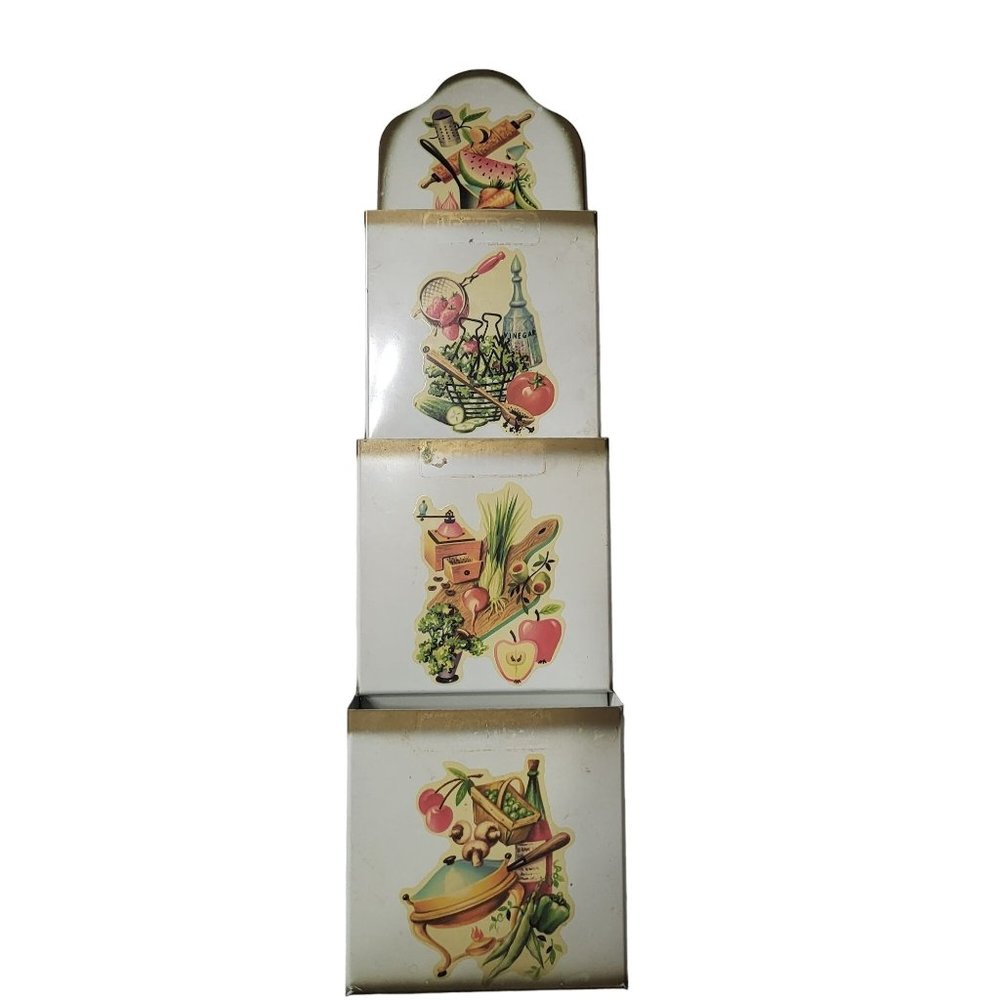 Vintage Ivanhoe 450 Country Farmhouse Letter Mail Bills Metal Floral Wall Organi